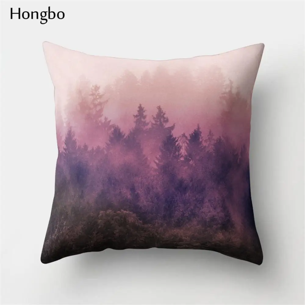 Чехол для подушки Hongbo, 1 шт., разноцветный, масляной, Лесной рисунок, горная волна, полиэстер, наволочка, чехол для дивана - Цвет: 8