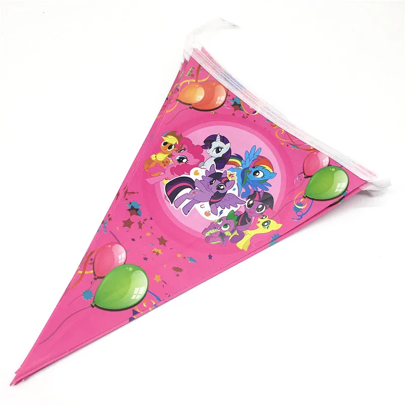 Декоративный бумажный баннер для детей, как с днем рождения, знак, детский душ, баннер для вечеринки, my little pony, мультфильм, тематика, 10 шт