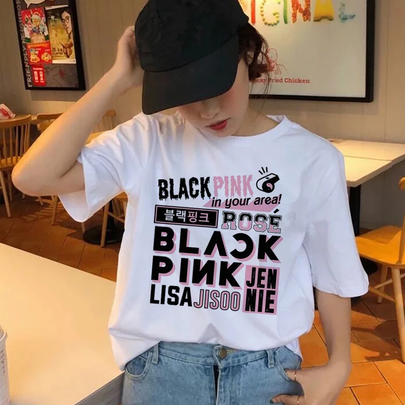 blackpink korean graphic t shirt women female femme t-shirt tshirt top tee shirts hip hop summer 90s kawaii streetwear harajuku - Цвет: 2788