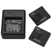 Goldfox 2pcs 1010mAh Rechargable Battery + Dual USB Charger for Xiaomi Yi for Xiaoyi Sports Action Camera Li-ion Camera Battery