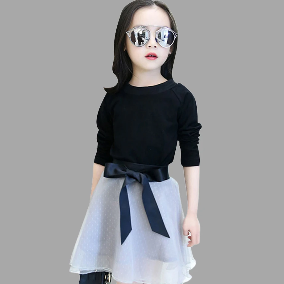 Summer Girls Clothing Sets Teenage Solid Sweatshirt +Tutu Dress 2Pcs ...