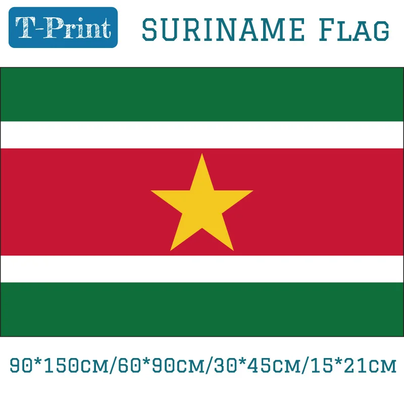 

Free shipping Suriname National Flag 90*150cm/60*90cm/15*21cm 30*45cm Car Flag