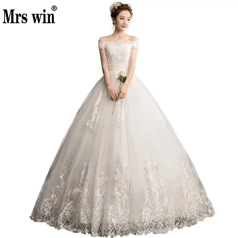 2018 Новый Vestido De Noiva Mrs Win Лодка шеи Vestido Casamento принцессы простое свадебное платье Роскошные Одежда с вышивкой де mariée