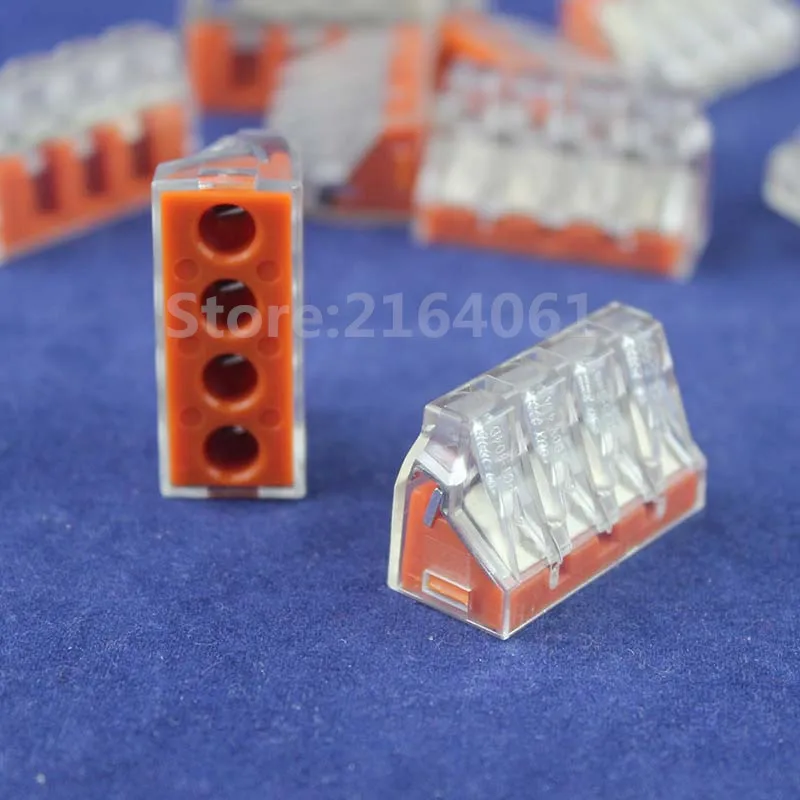 

10pcs (773-174) Push Wire Connector For Junction Box 4 Pin Conductor Terminal Block For AWG 14-10 /Big PCT 104D