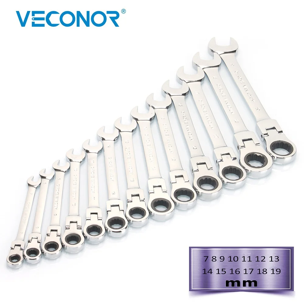 7-19mm Keys Set Ratchet Wrench Spanner Combination Head Multitool Chrome Plated Flexible Mirror Finshed | Инструменты