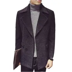 Осенне-зимняя мужская Корейская версия шерстяного тренча, мужская куртка с отворотом в длинном разделе, модное повседневное пальто