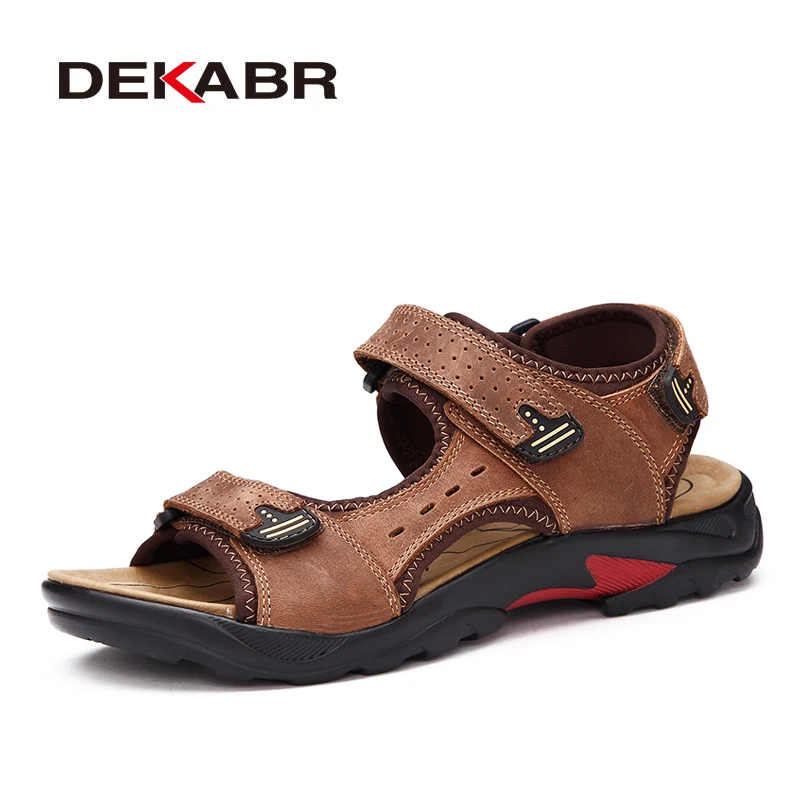 DEKABR Summer Big Size Men's Sandals British Fashion Genuine Leather Beach Shoes Mens Casual Massage Non-Slip Slippers Flats DEKABR Summer Big Size Men's Sandals British Fashion Genuine Leather Beach Shoes Mens Casual Massage Non-Slip Slippers Flats