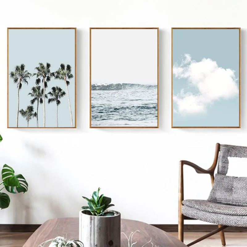 

Tropical Sea Palm Tree Canvas Painting Landscape Wall Art Beach Poster and Prints Pictures for Living Room Modern Home Decor