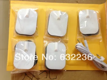 

freeshipping 10pcs/lot 4*6CM Self Adhesive Large Electrodes pad +1pc DC 2.5MM 2 in 1 Head electrode wires /cable