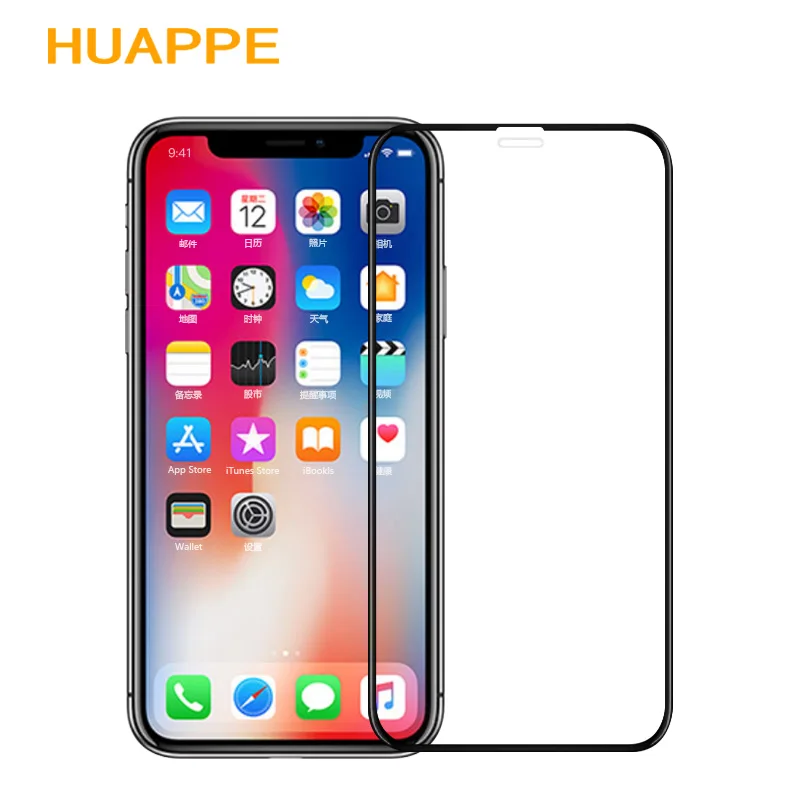 HUAPPE 6D For iPhone X Screen Protector New 3D Tempered Glass Curved Edge Full Cover Protective Black | Мобильные телефоны и