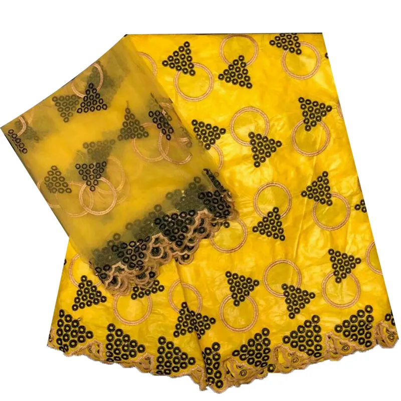 

Yellow African bazin riche getzner with beads 2018 nouveaute dashiki fabric guinea brocade fabric JA80-2