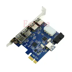 5 портов PCI-E карта с разъемом PCI Express к USB 3,0 + 19 Pin разъем 4 Pin адаптер для Win