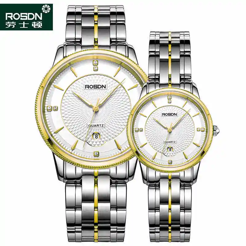 ROSDN 2016 Watches Women Luxury Brand Quartz Watch Men Full Steel Wristwatches Dive 50m Fashion couple