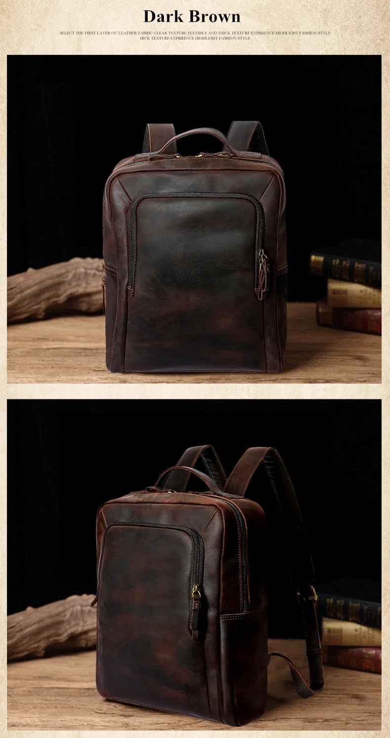 Front Show of Leather Backpack