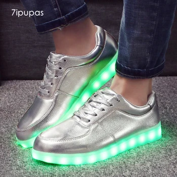 

7ipupas Classic Led luminous sneakers Matte silver Male Fashion Light up glowing sneaker kid boys girls Chaussure Homme Led Shoe
