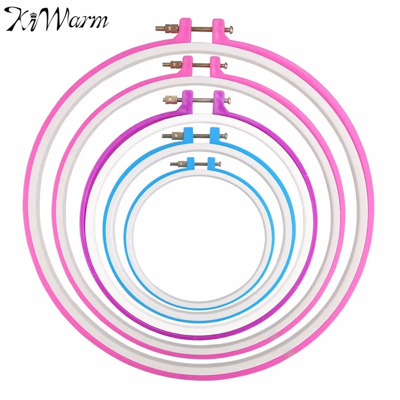 

5pcs PVC Colorful Frame Embroidery Hoop Ring Circle Round Loop For CrossStitch Hand DIY Needlecraft Household Craft Sewing Tools