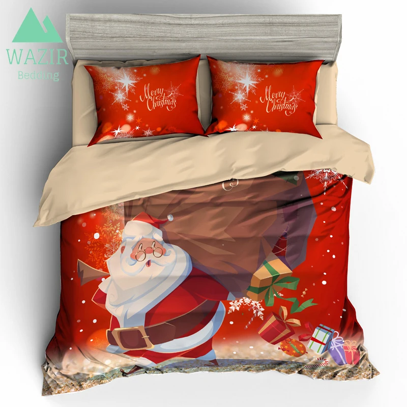 

WAZIR 3D Christmas bedding set Santa Claus duvet cover set Pillowcases Home textile navidad comforter bedding sets bed linen