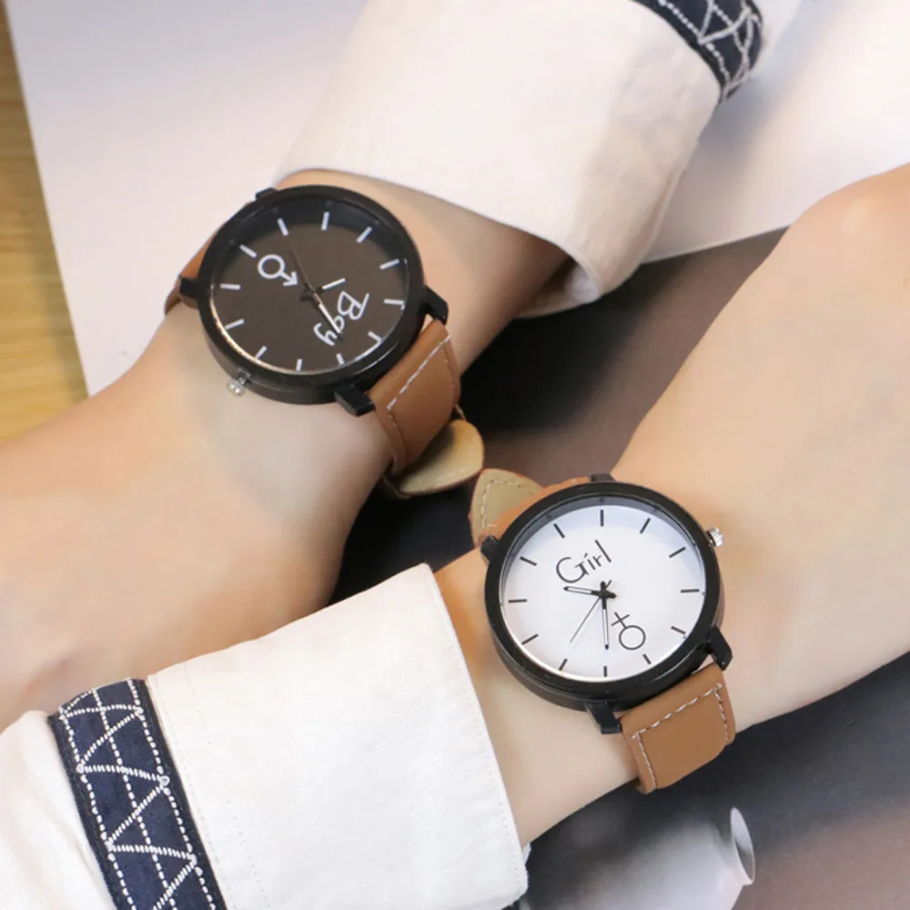Lovers Watch Women Men Simple Fashion Stylish Wrist Watch Luxury Leather Brand Quartz Wrist Lovers Watch Couple Clock Relogio