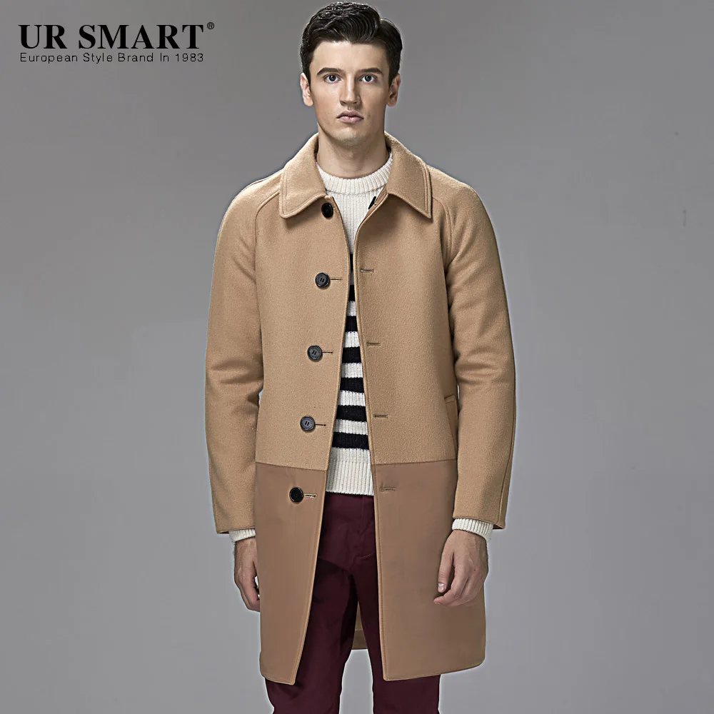 Tothe British URSMART продукт одежда мужская одежда два длинных в шерстяном пальто из верблюжьей шерсти пальто - Цвет: Camel color card