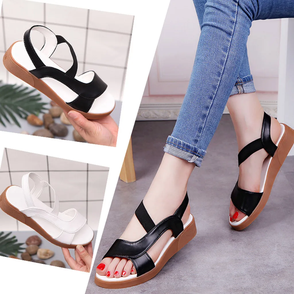 

2019 wild ladies fish mouth wedge shoes platform with flat sandals