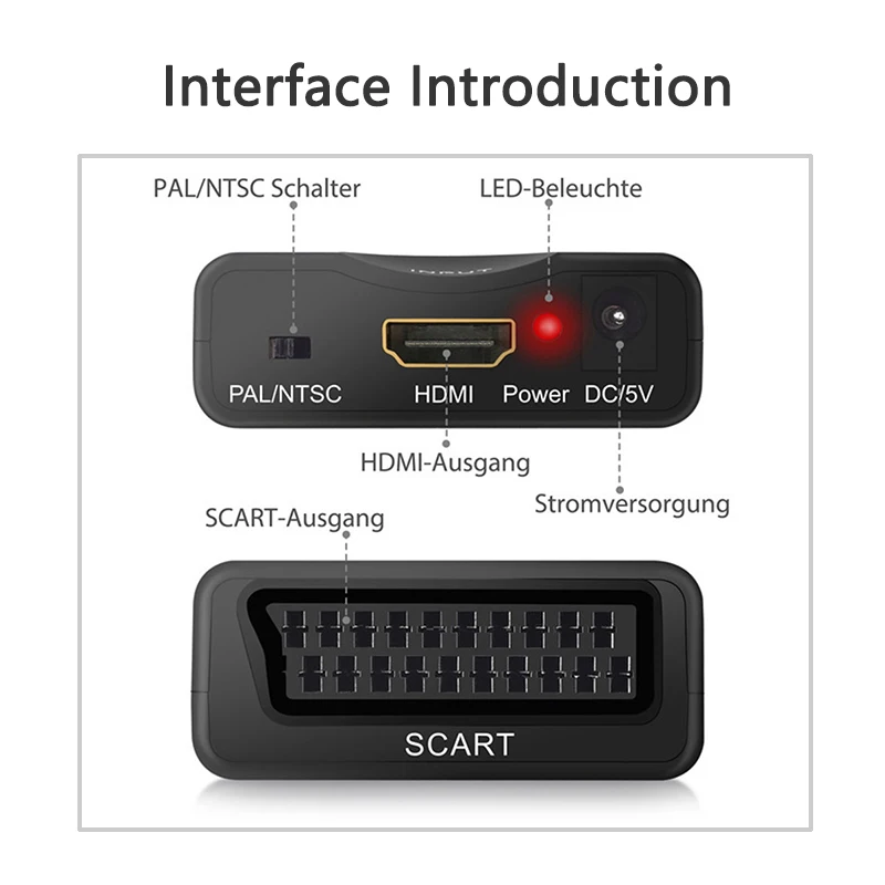  HDMI a SCART Convertitore HDMI di Ingresso SCART Adattatore di Uscita Video Composito HD Stereo Aud