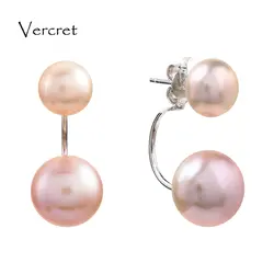 Vercret 8-9 мм двойной front back earrings натуральная Жемчуг культивированный серьги для невесты свадебные ювелирный бренд