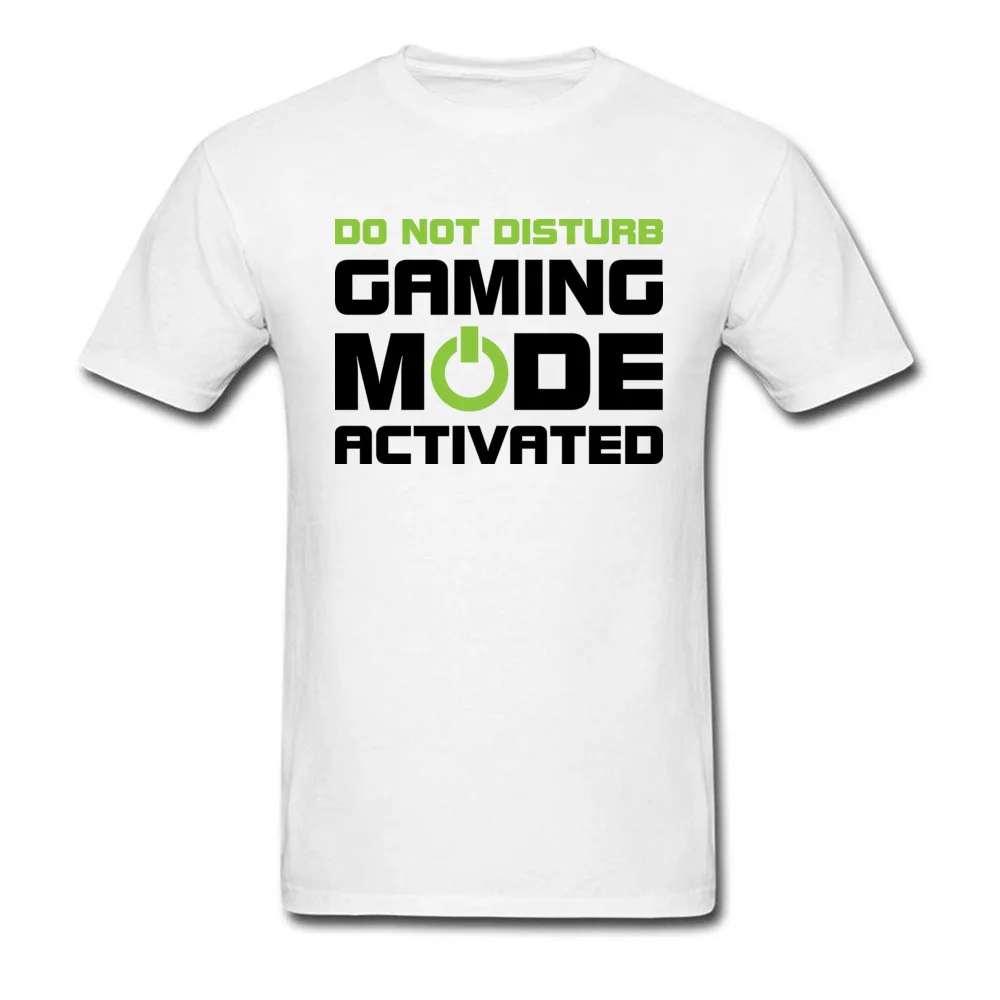 Gaming Mode Activated Funny T Shirt Short Sleeve for Men 100% Cotton Fall O-Neck T-Shirt Normal Tee Shirt Retro Gaming Mode Activated white