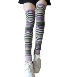 1 пара разноцветных радужных гольфов, женские гетры выше колена для девочек, Мягкие вязаные носки