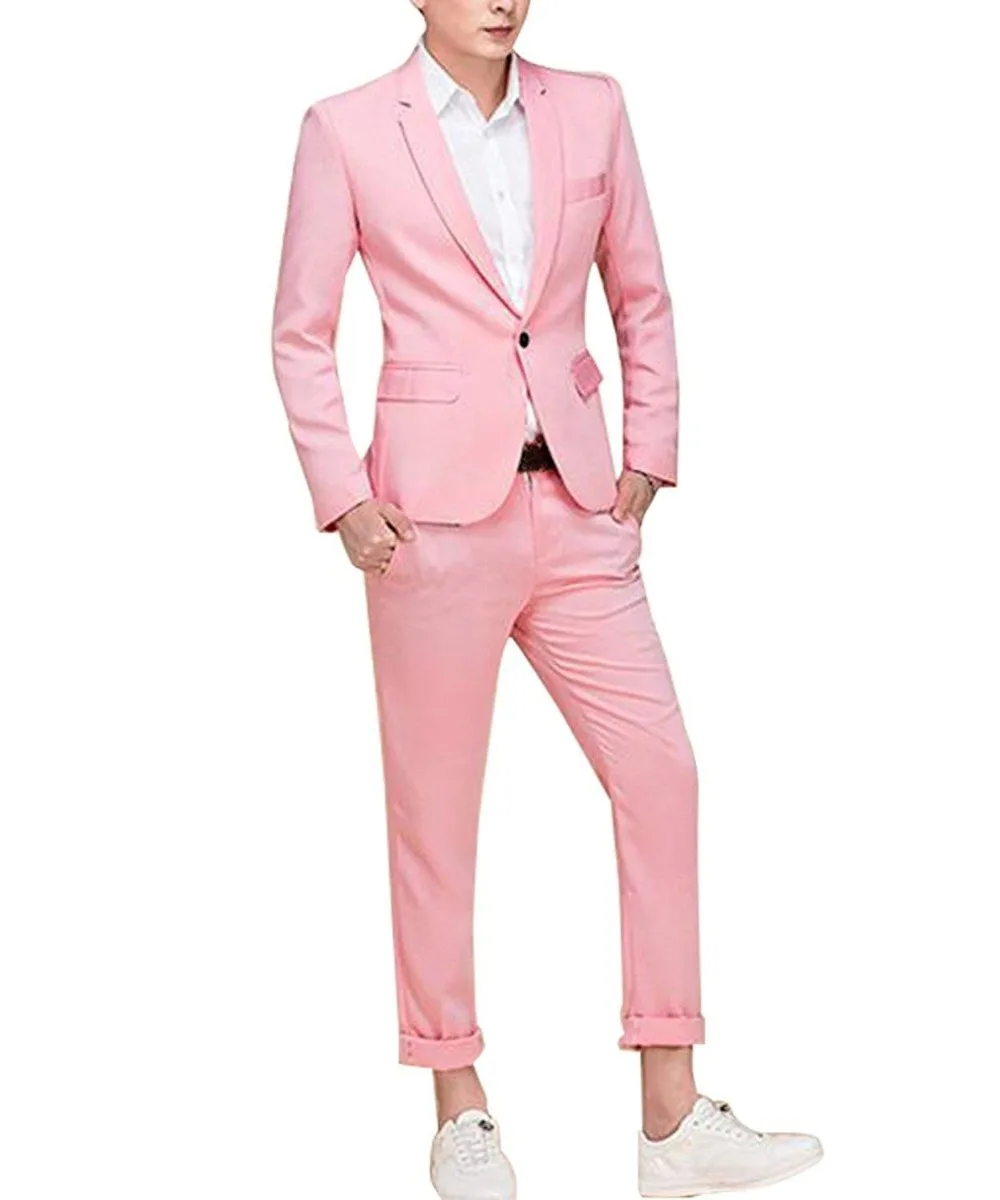 Mens suit Two Pieces Men Dress Royal blue/Grey/Burgundy/Navy Casual Commuter office business suits for wedding(Blazer+Pants+Tie)