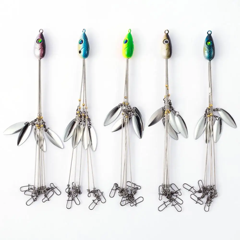 

Bassdash Alabama Rig Head Swimming Bait Umbrella Fishing lure Rig 5 Arms Bass Fishing Group Lure Extend, 18g ,Pack of 3