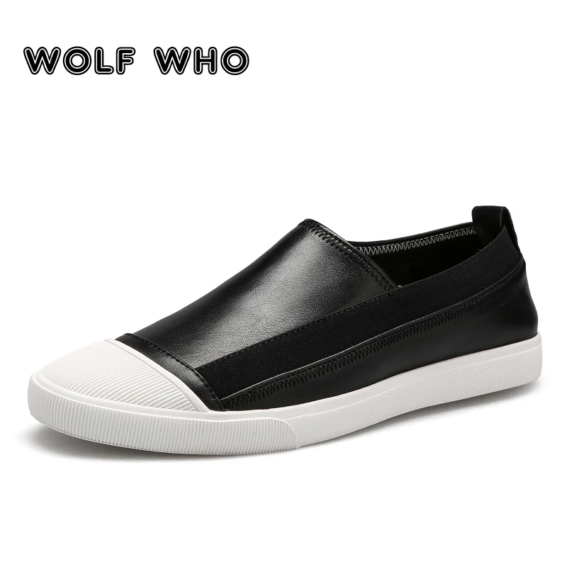 

WOLF WHO 2018 Men Shoes Leather Loafers Footwears Sneakers Male Breathable Slip On man casual shoes Krasovki buty meskie X-025