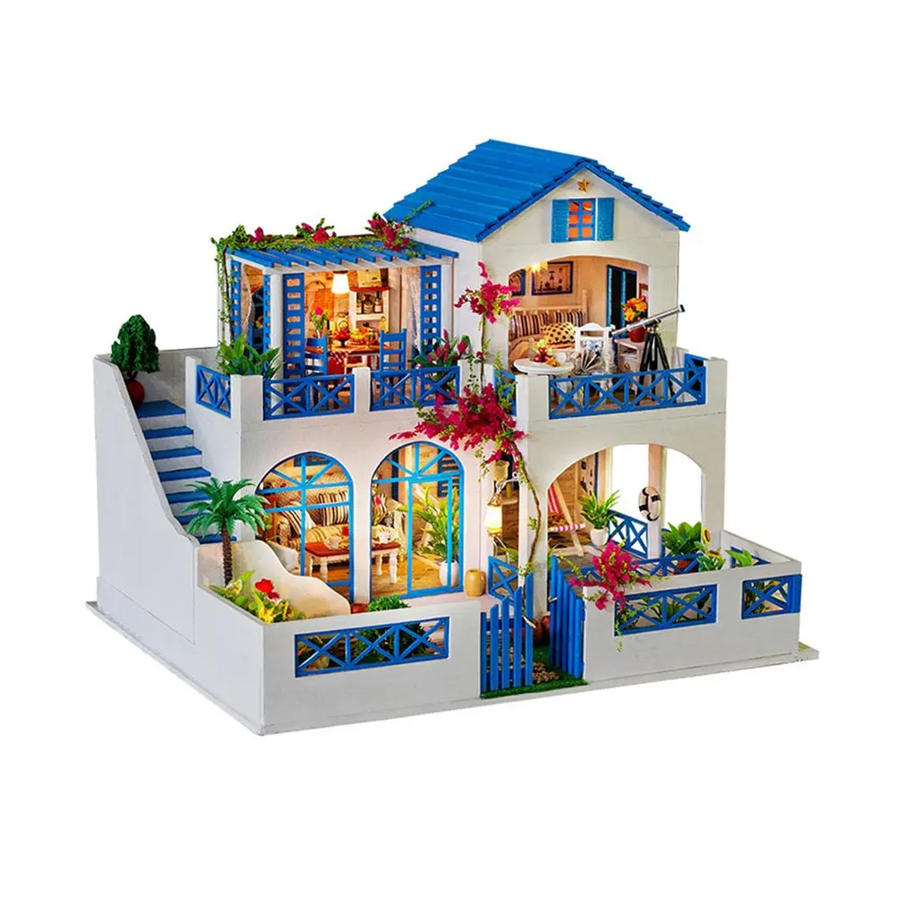 

Big Villa Dollhouse DIY 3D Miniature Doll House Model Building Kits Wooden Furniture Toys Birthday Gifts Meteor Garden