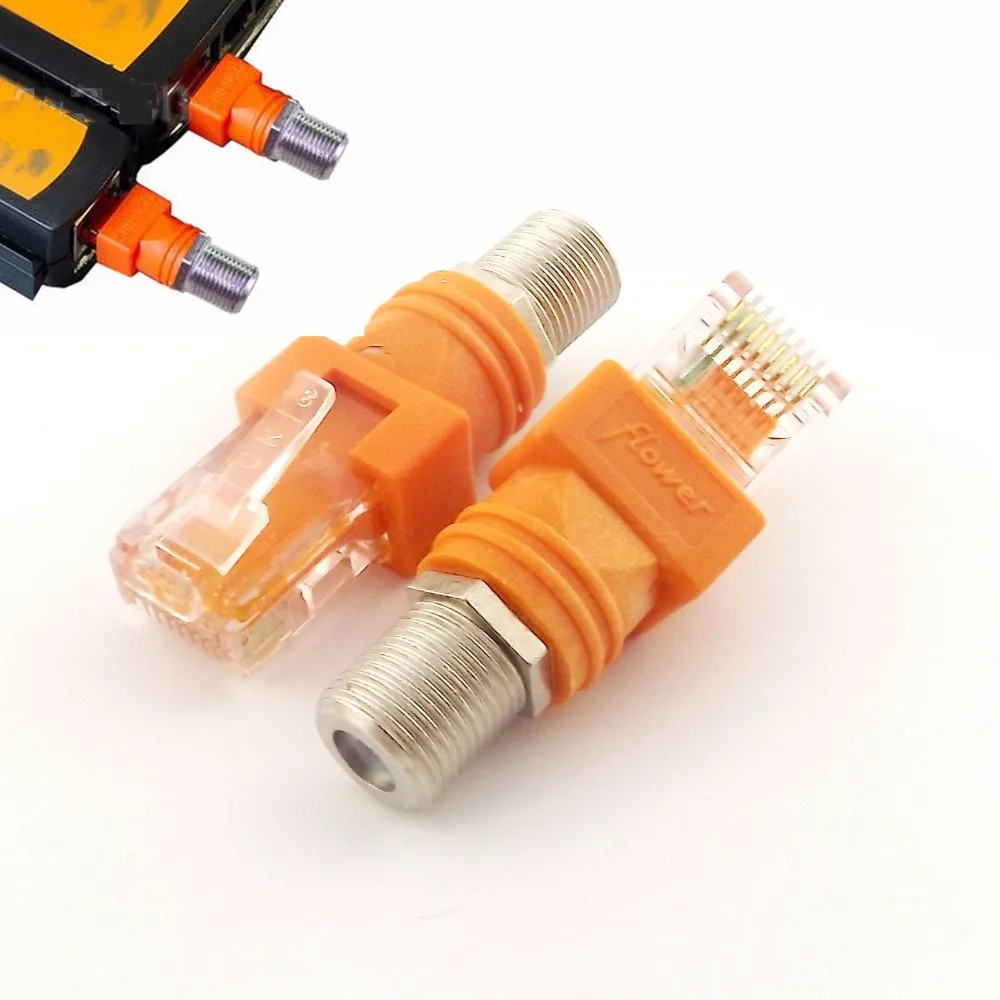 

10pcs F Female to RJ45 Male Coaxial Coax Barrel Coupler Adapter RJ45 to RF Connector