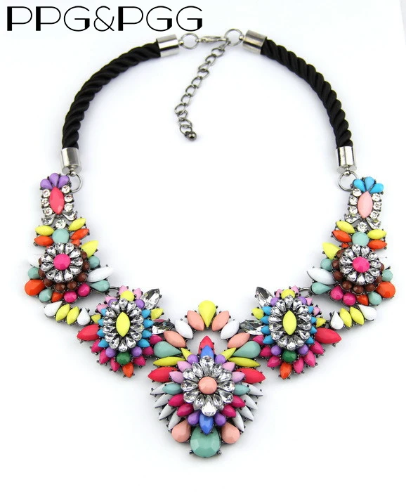 

PPG&PGG New Brand Shourouk Alloy Flower Vintage Statement pendants & necklaces Crystal jewelry Fashion Accessory