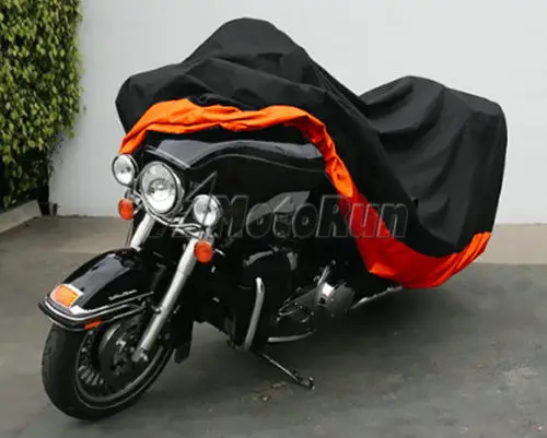 Xxxl Orange/black Motorcycle Cover Dust Rain Waterproof Motorbike Cover