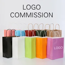 10 шт бумажный пакет на заказ подарочная одежда хозяйственная сумка на заказ крафт-бумага точечная печать логотипа сплошной цвет черный розовый белый зеленый