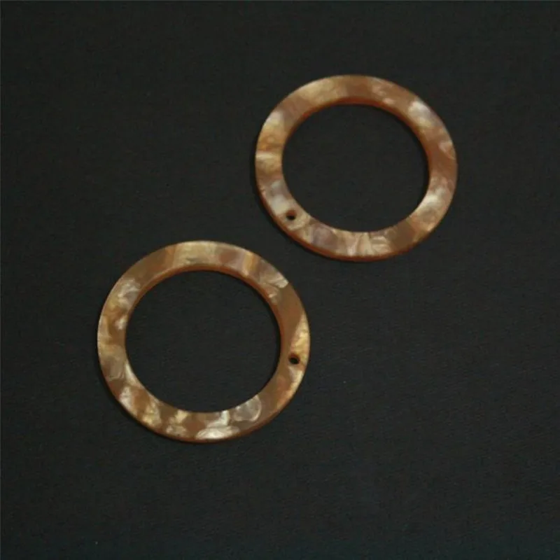 

6pcs Chunky Tortoise Shell Resin Earring Hoop Charms, Marble Pattern O Rings Circle Round Pendants, 39mm Jewelry DIY