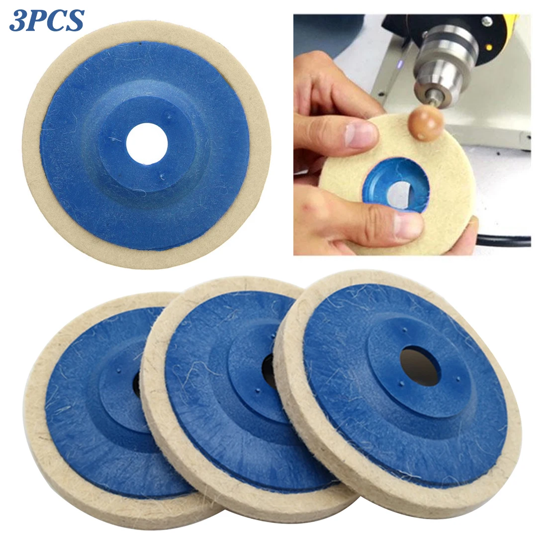 

100mm Wool Polishing Wheel Buffing Pads Angle Grinder Wheel Felt Polishing Disc for Metal Marble Glass Ceramics 3PCS