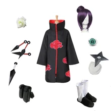 Brdwn Наруто Акацуки Конан Косплей красное облако плащ костюм(костюм+ обувь+ цветок+ аксессуары