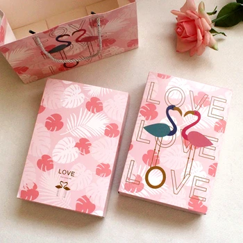 

6pcs High quality Flamingo Drawer type wedding birthday party Gift Packing box And Handle bag For Mousse Dessert Candy Biscuits