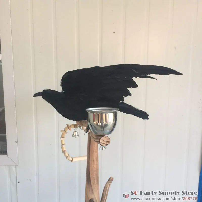 Хорошее качество имитация Ворон Хэллоуин Волшебный реквизит Игры украшения для съемки перо птицы 38 см
