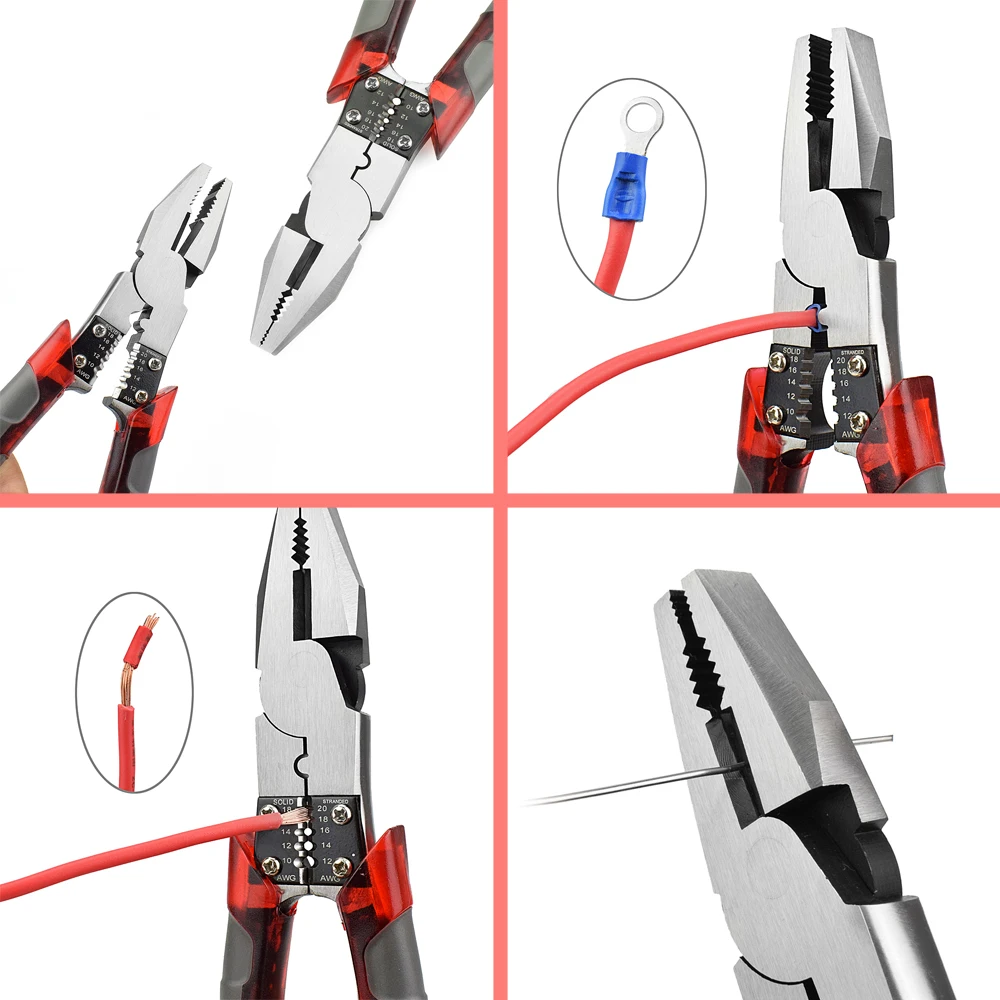 NEWACALOX 8 ''Профессиональные многофункциональные плоскогубцы для зачистки обжимной инструмент для кабелей кусачки для проволоки иглы для носа ювелирные инструменты диагональные