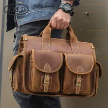 J M D Hot Selling Genuine Vintage Crazy Horse Leather Laptop Briefcase Bag Hand bags High
