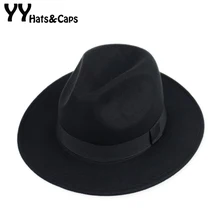 YY 60 см шерстяная фетровая Кепка для мужчин, осенне-зимняя винтажная фетровая Кепка большого размера, шляпа Трилби, Классическая мужская джазовая Панамская шляпа, шляпа FD19006