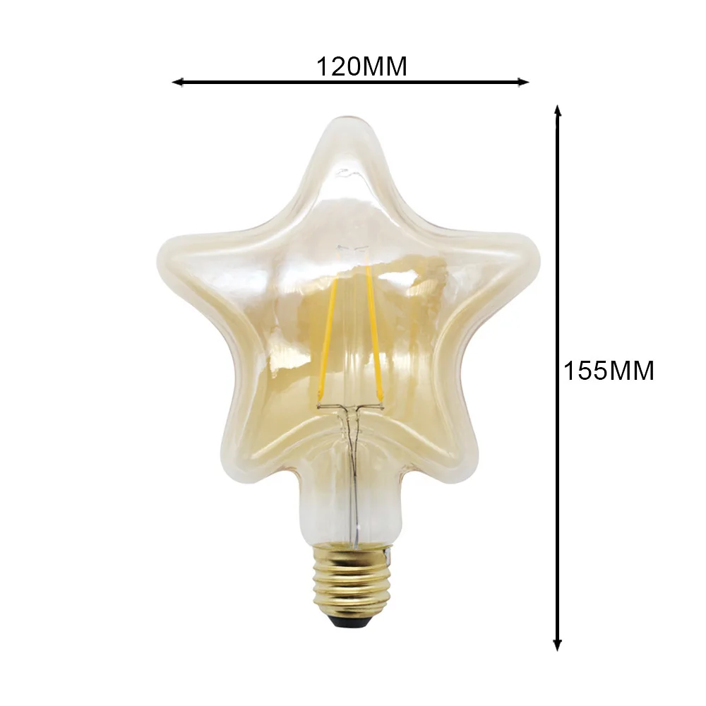 Звезда Форма Edison светодиодная лампа с нитью Led светильник лампочка 220V E27 4 Вт Ретро Винтаж Edison светодиодная лампа Внутреннее освещение для украшения дома - Испускаемый цвет: Тёплый белый