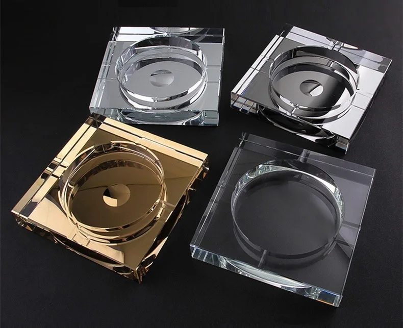 Luxury Crystal Glass Ashtray Elegant, Square Ashtray in 3 Sizes & 4