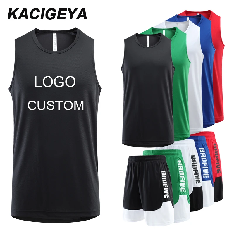 

Basketball Running Set Blank Customize Men T Shirt Shorts Football Jersey Sport Tracksuits Fitness Clothing 5XL Suits 2019 Men