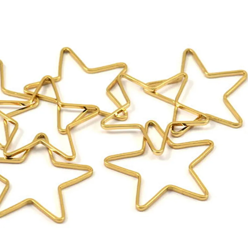 

12pc. gold/rose/Black / Silver/. raw Brass Open Star Charms..sz (24x0.8x0.6mm) BS1078