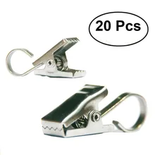 Anillos de cortina a prueba de 20 piezas Clips de cortina de níquel satinado con gancho de cortina para ventana anillos de Metal Clips