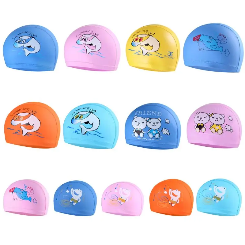 

Children Swimming Cap Cartoon Animal Printed Waterproof PVC Fabric Protect Ears